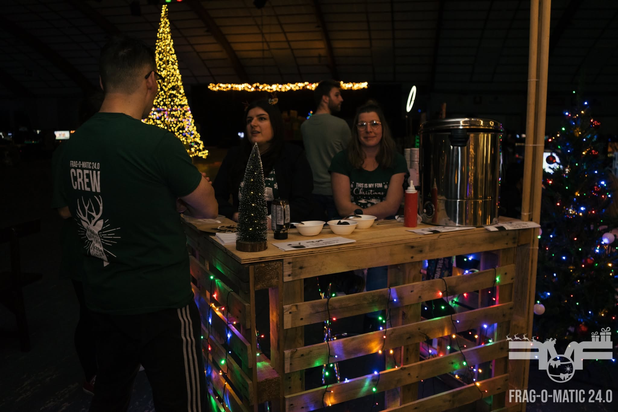 Frag-o-Matic volunteers working together behind the scenes